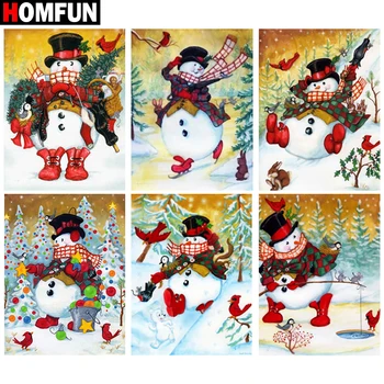 

HOMFUN Diamond Painting "Christmas snowman" Cross Stitch Custom Photo Diamond Embroidery Square Round Drill Home Decor