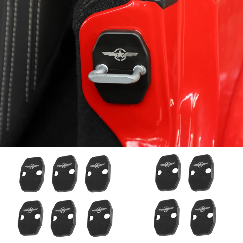 HYZHAUTO, 1 комплект, аксессуары для салона автомобиля для Jeep Wrangler JK 2007-, АБС-пластик, дверной замок, пряжка, накладка, наклейка, черный цвет
