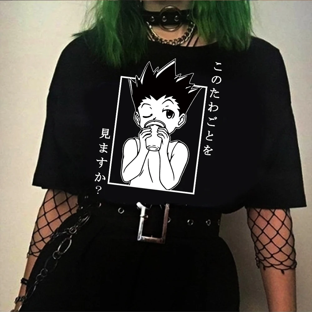 Kawaii Hunter X футболка с изображением охотника Men Gon Freecss забавная мультяшная Милая