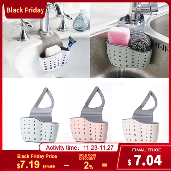 

Sink Shelf Soap Sponge Drain Rack Silicone Storage Basket Bag Faucet Holder Adjustable Bathroom Holder Sink Kitchen Accessorie