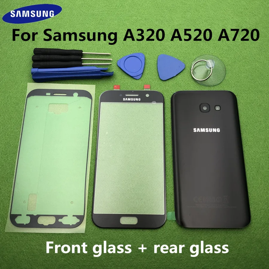 Передняя стеклянная линза для samsung Galaxy A5 A3 A7 A520 A520F A320 A320F A720 задняя крышка батарейного отсека задняя дверь корпус+ Инструменты