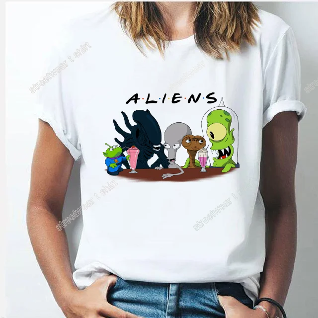 

Alien Space Fun cute cartoon aesthetic clothing t shirt female Harajuku Ullzang 90s printed pattern casual short sleeved T-shirt