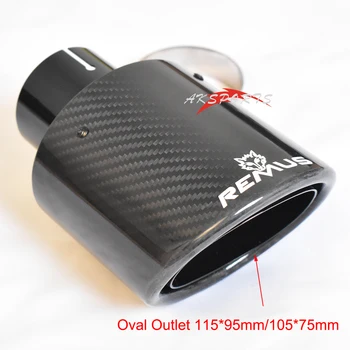 

105*75mm Tailpipe Outlet Car styling Oval Carbon Fiber Glossy Black Exhaust Pipe Universal Muffler Tip For Reiz Toyoto