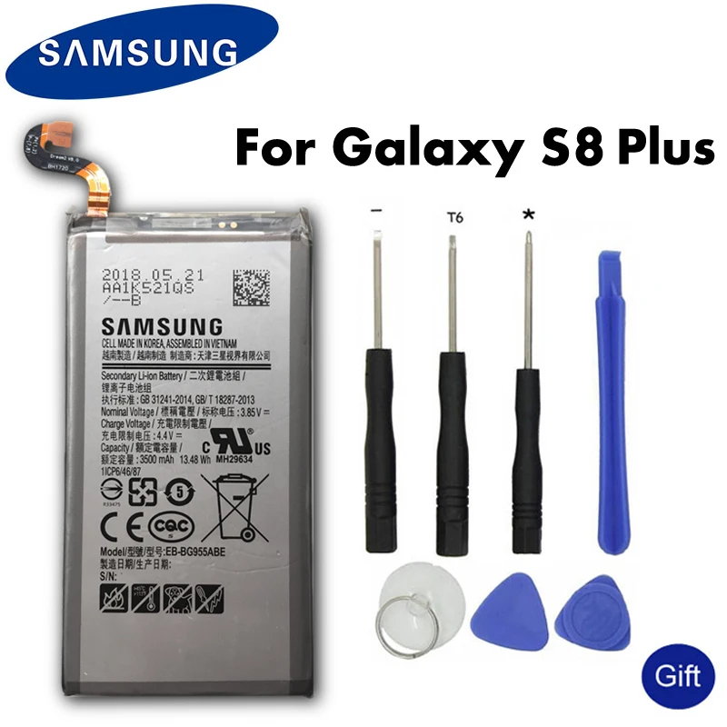 Оригинальная батарея Samsung EB-BG955ABE для Galaxy S8 плюс G9550 G955 GALAXY S8Plus S8+ SM-G9 SM-G955 EB-BG955ABA 3500mAh батареи