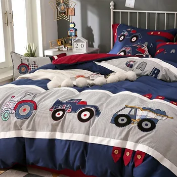 

High-end cotton embroidery children's cartoon cute embroidery cotton four-piece comfortable bedding