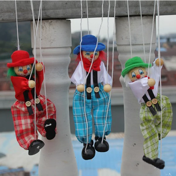 Random 1pc Wooden Clown Marionette Puppet Toy For Kids Funny Gifts