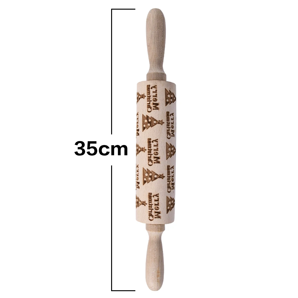 35CM tree Transhome Рождественская тисненая Скалка 35-43 см помадка торт тесто лазерная гравировка ролик Снежинка инструменты для приготовления печенья - Color: 35CM tree