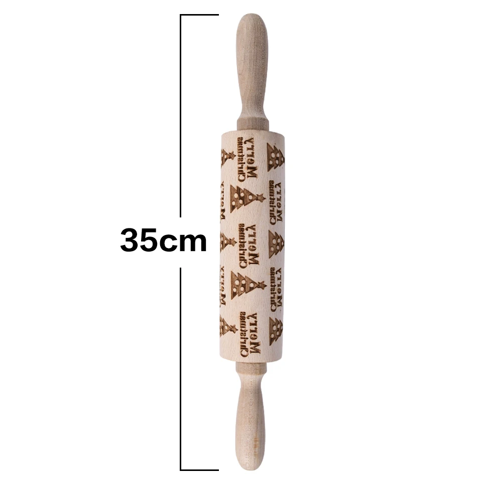 Transhome Рождественская тисненая Скалка 35-43 см помадка торт тесто лазерная гравировка ролик Снежинка инструменты для приготовления печенья - Color: 35CM tree