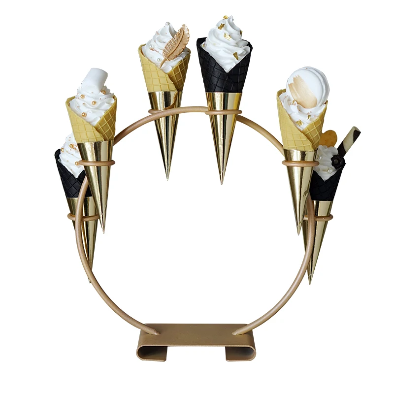 

Wedding dessert table ice cream display shelf wrought iron cone frame net red ice cream tray party props LB111412