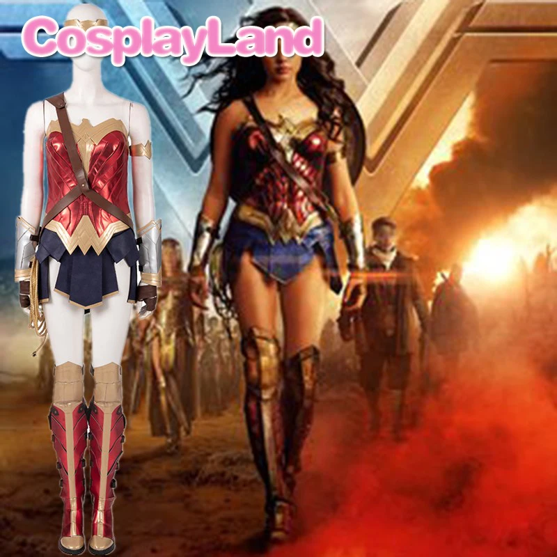 

Wonder Woman 2 Cosplay Costume Diana Princess Crown Halloween Party Superhero Suit WW84 Outfit Uniform Props Custom Made Boots