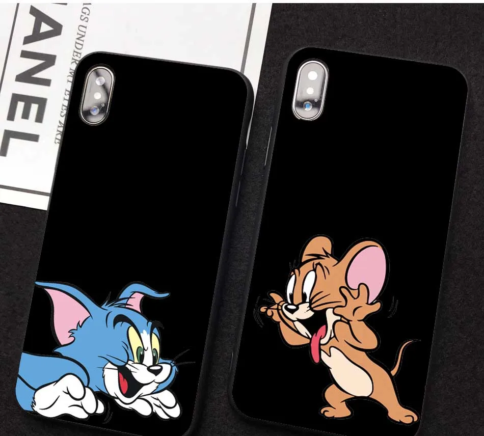 

Funny Cute Cartoon Tom Jerry Phone Case For iPhone X10 7 8Plus SE 5S 6 6S MAX XR XS 6Plus Soft TPU Back Cover Coque Capa