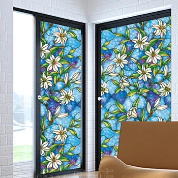 

75*200 Cm Vinyl Stained Window Film Static Cling Decorative Adhesive Glass Sticker UV Blocking Heat Control Privacy Covering