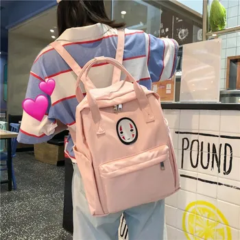 

2020 New Summer Couple Backpack Cartoon Print Faceless Male Computer Backpack Female Student Travel Sports School Bag