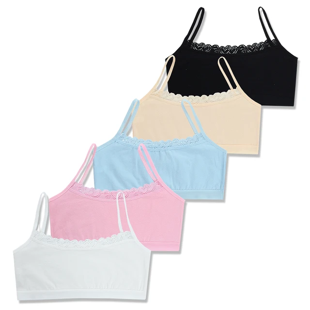 4 Teen Beginners Training Bras 100% Cotton Undershirts Sizes 8 10 12 14 15  16