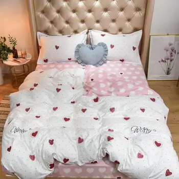 

49 claroom heart comforter bedding sets pink duvet cover set bed sheets and pillowcases queen size