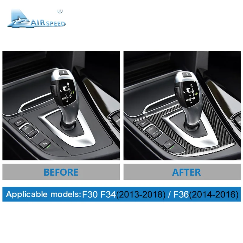 Carbon Fiber Interior Gearshift Panel Cover Sticker for BMW 3 Series F30 F34 320d 320i 328i 335i F36 428i 430i 435i Accessories