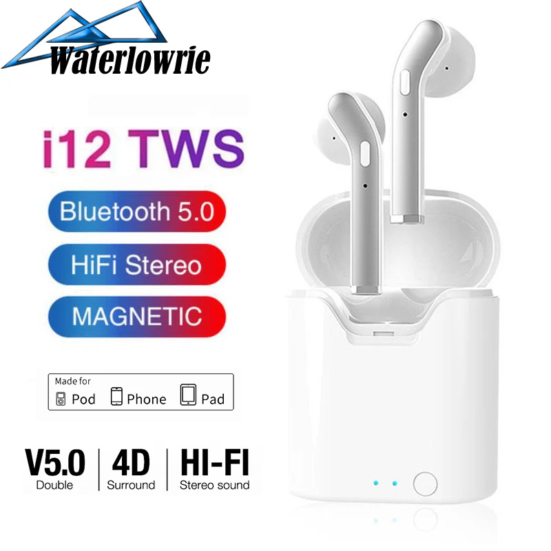

Bluetooth 5.0 Wireless Headphone I12 TWS Earphones Touch Control Earbuds 3D Surround Sound Charging Case for IPhone Headset