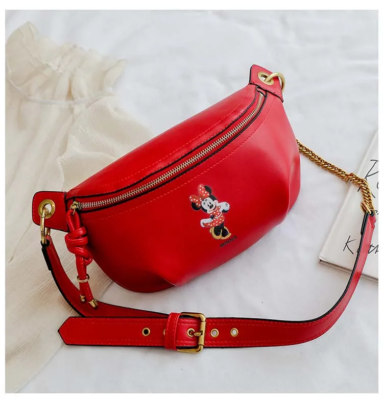 Микки Минни поясные сумки дамские нагрудные телефонные сумки женская сумка через плечо из искусственной кожи Женская поясная сумка Bolsa Feminina - Цвет: Red Minnie