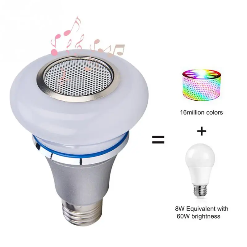 E27 умный беспроводной bluetooth-динамик для воспроизведения музыки, RGB цветной светодиодный музыкальный лампочка с яркой яркостью, светильник для праздника