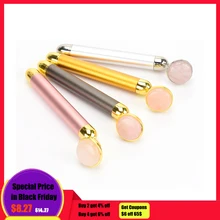 Gold beauty Bar Вибрационный ролик для лица Электрический массажер с нефритовой головкой против морщин Подтяжка кожи розовый КВАРЦЕВЫЙ массаж лица