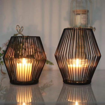 

Faroot 2020 Candle Holder, Small Iron Candlestick Container Storage Box for Home Coffee Shop Hotel, Black