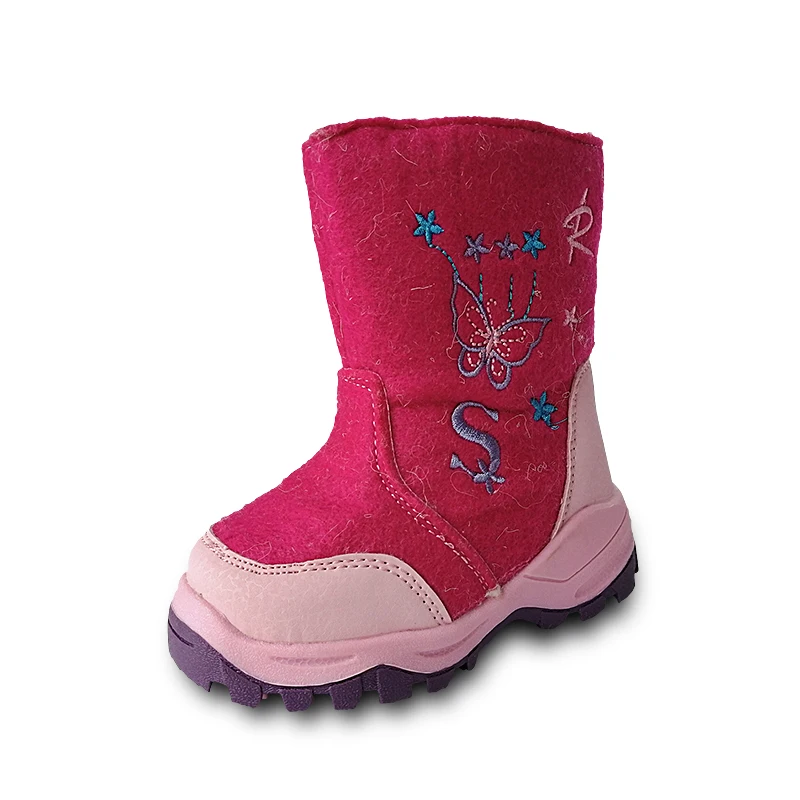1 пара снежных ботинок наивысшего качества; кожаные лыжные Детские Зимние теплые ботиночки; детская обувь для девочек - Цвет: Красный