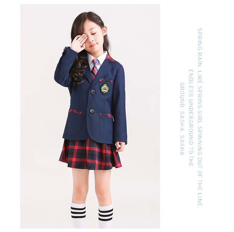 Школьная форма с коллажем в корейском британском стиле; школьная одежда для хора; комплект одежды для детей; пальто+ брюки+ галстук