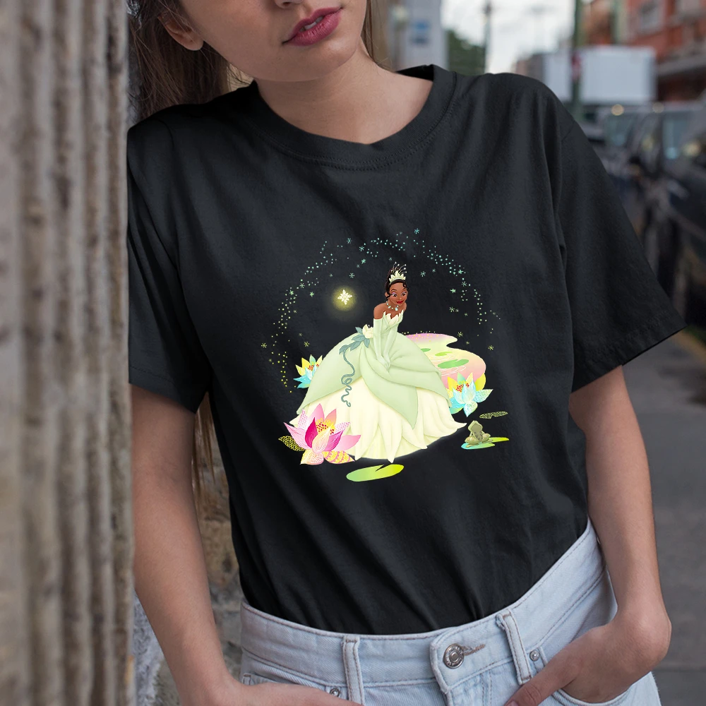 ディズニーティナ 女性のためのプリンセスとカエルのtシャツ 女性のための快適なtシャツ 夏の製品 カジュアルスタイル 流行 Tシャツ Aliexpress