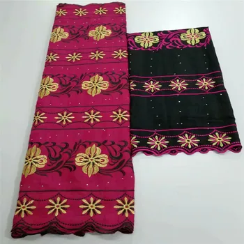 

Africain cotton embroidered Bazin riche getzner For Women Dress Headscarf Embroidered Nigerian Lace Fabric 5Y+2Y