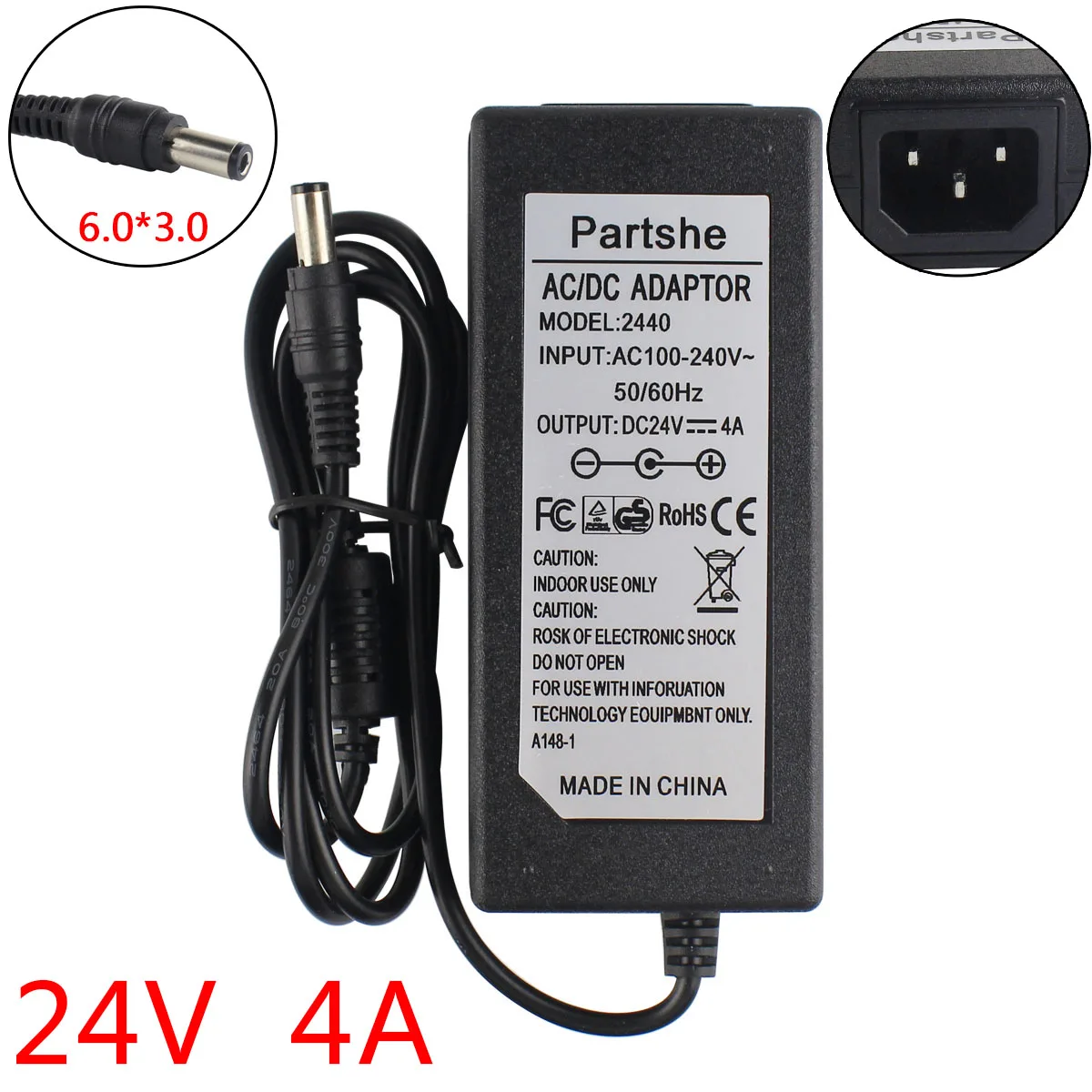 

HOW-MARK 24V 4A AC Adapter for Zebra ZP550 ZP450 GX420d GK420d GK420t GX420t GX430T GT810 GC420 Printer Adapter