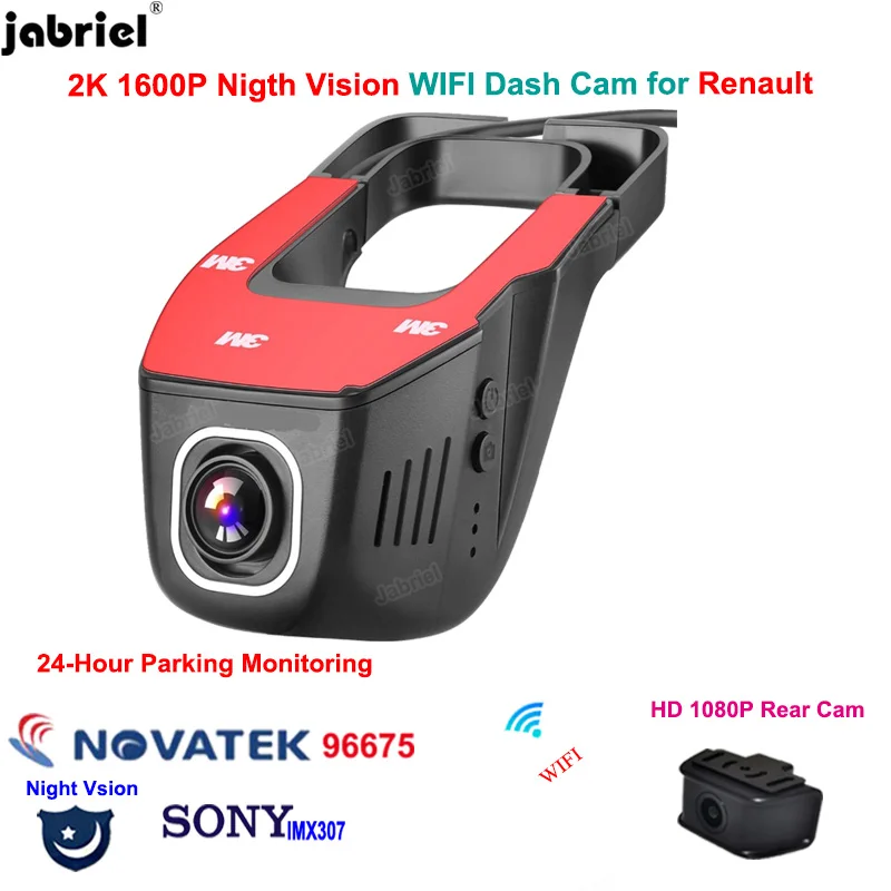 2K 1600P Wifi Dash Cam Car DVR Camera Recorder dashcam for Renault Clio Duster Megane 3 2 Captur KADJAR Arkana Kangoo Twingo ZOE |