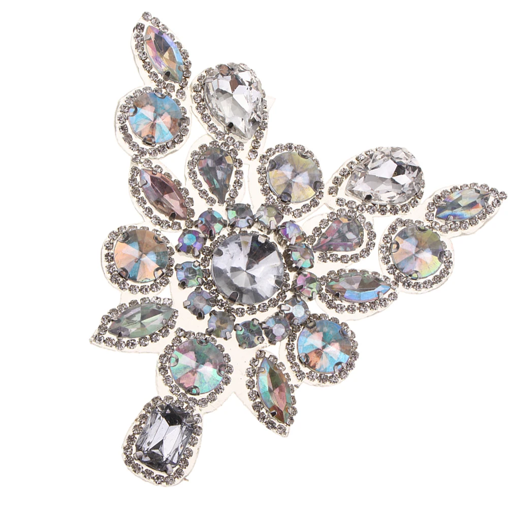 Silver AB Sew Rhinestone Applique Trim for Wedding Bridal Dress Sash Decoration Home Textile Furnishing Accessories