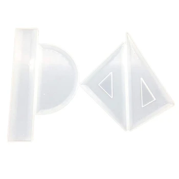 

4Pcs Silicone Molds Ruler Set Square Protractor Crystal Epoxy Mold Soap Candle for Diy Craft Gift Making