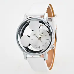 Relogio Feminino Luxo 2018 женские часы с кристаллами женские Роскошные Кварцевые с кожаным Микки Маусом Kad N Saatleri