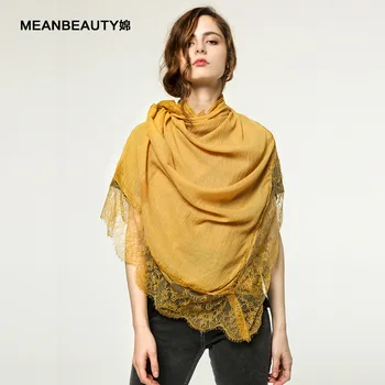 

2019 Spring and Autumn New style European and American retro lace cotton and hemp cross-border shawl towel girl