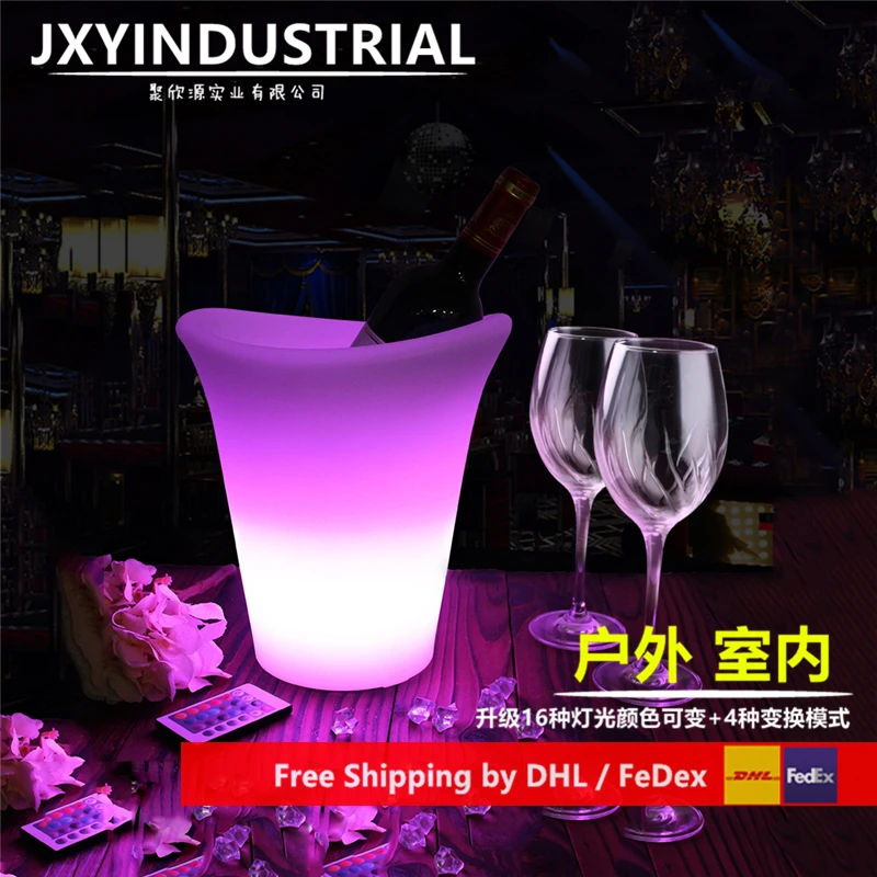 JXYINDUSTRIAL, Прямая поставка, водонепроницаемый светодиодный, меняющий цвет, пластиковое ведро для льда, для баров, ночных клубов, светодиодный светильник, для шампанского, пивного ведра
