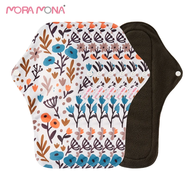 

Mora Mona Large Size Organic Bamboo CharcoalMenstrual Pad Women Washable Reusable Sanitary Napkin Cloth Pad Feminine Hygiene Pad