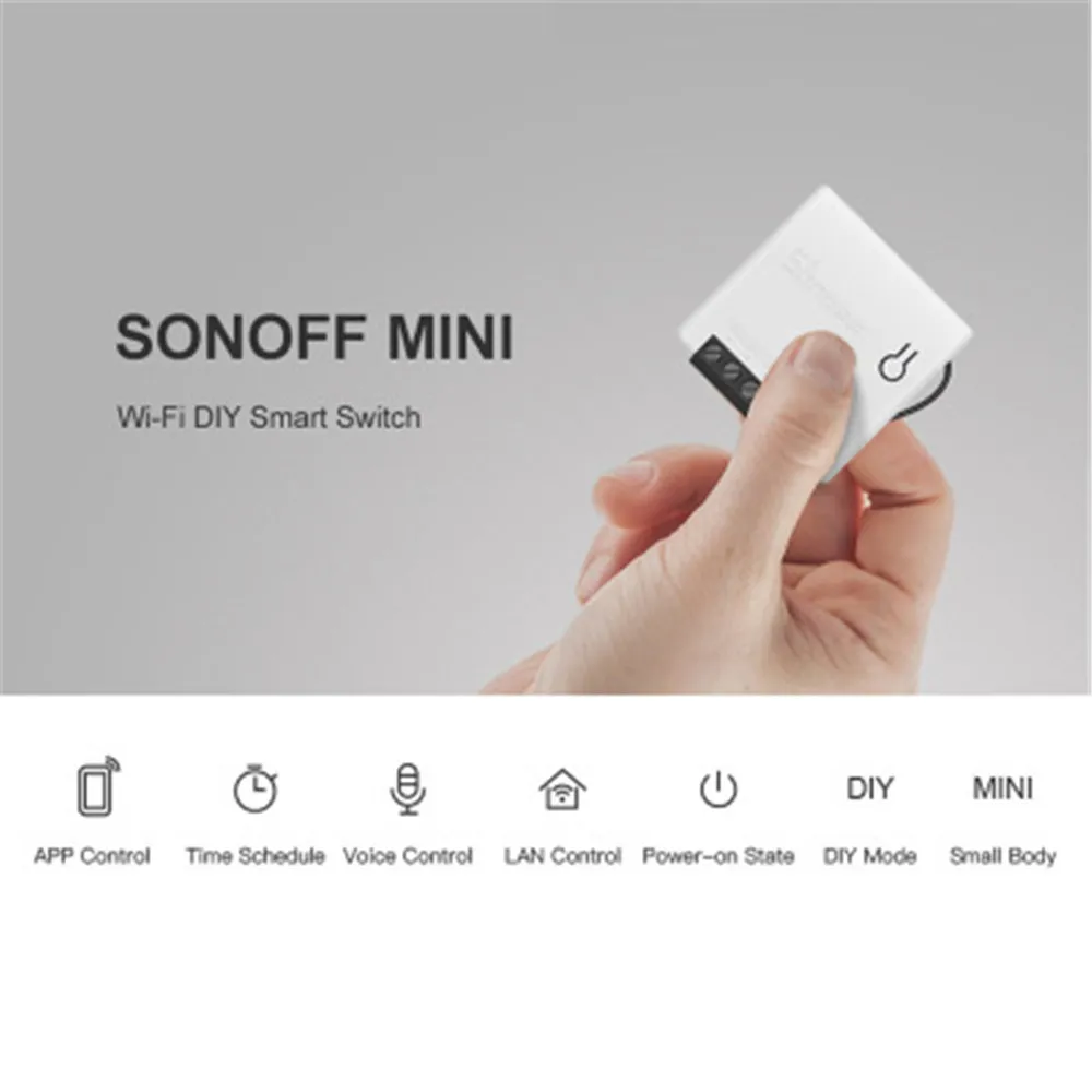 Itead Sonoff Мини DIY умный переключатель маленькое тело дистанционного Управление переключатель Wi-Fi Поддержка внешний переключатель работы с Alexa Google Home