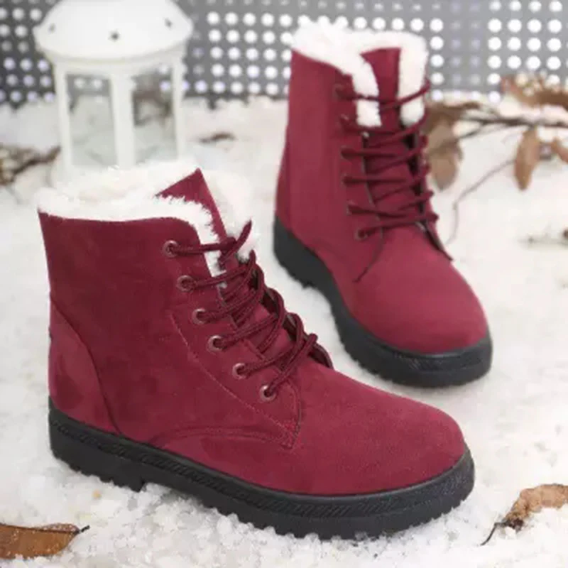 NEW Women Boots Winter Ankle Boots for Women Winter Shoes Female Snow Botas Mujer Warm Plush Shoes Woman Plus Size 44