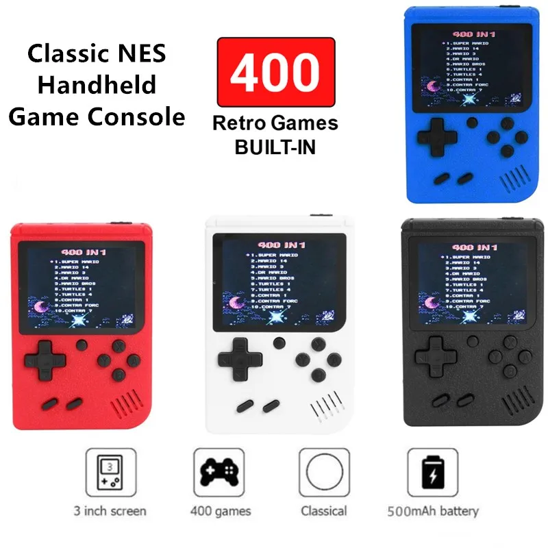 

400-in-1 Classic NES Game Handheld Game Console 3 Inch LCD Color Screen 500mAh Lithium Ion Battery Retro Nostalgic Game Console