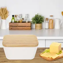 Tray Butter-Plate Nordic-Butter Ceramic Dish-Container Sealing-Box Cheese-Storage Wooden-Lid