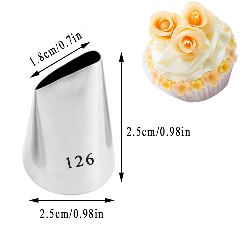 Cake Decorating Tip Set Cake Icing Nozzles Baking Nozzle Set Cake Decorating Nozzle Set 3pcs Kitchen Pastry Nozzles Rose Icing Piping Tips #126 #127 #128 Stainless Steel Nozzles Sets Cake Decorating Tools