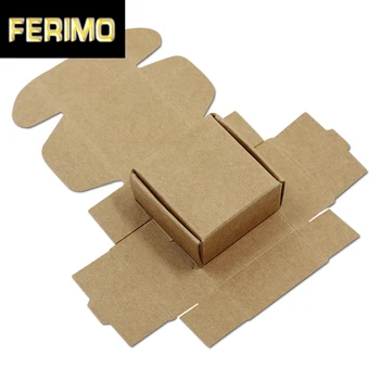 

100Pcs Brown Square Kraft Paper Foldable Packing Box Paperboard Party Gifts Favor Packing Box Chocolate Candy Carton Pack Boxes