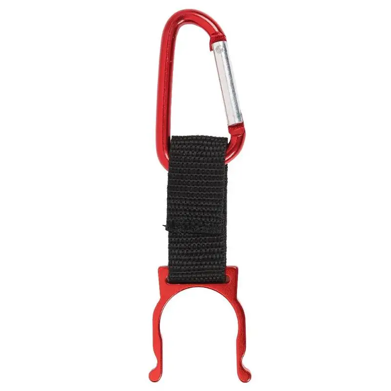 Durable Bottle Holder Clip Classic Delicate Aluminum Water Bottle Holder Clip Buckle Hiking Camping D-shaped Carabiner Hook - Color: Red