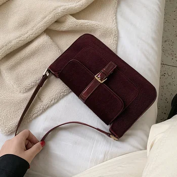 

Axukes women's bag designer gold velvet shoulder bag ladies 2019 new winter ladies solid color handbag ladies handbag