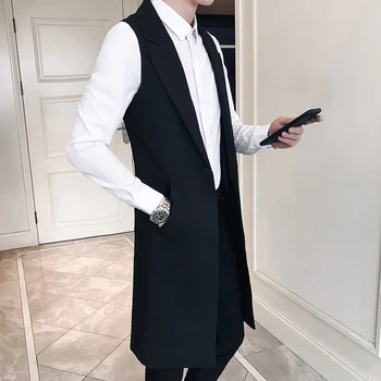 

2020 Spring And Summer New Youth Popular Korean Version Of A Solid Color One-button Sleeveless Slim Trench Coat M-2XL