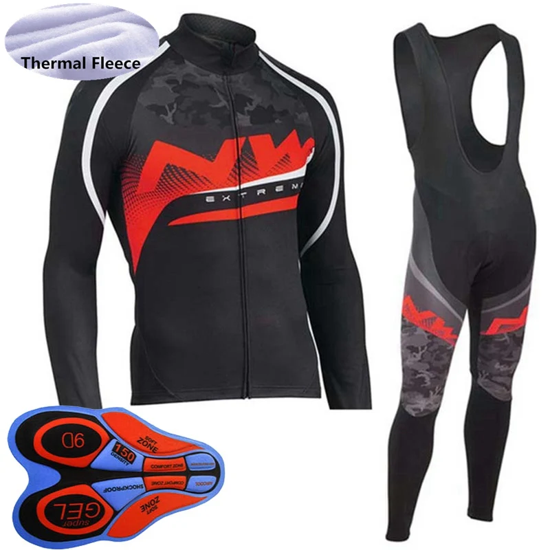 Ropa ciclismo зимняя велосипедная одежда с длинными рукавами теплая флисовая велосипедная форма для мужчин профессиональная команда теплые велосипедные Джерси комбинезон Y092408 - Цвет: 09