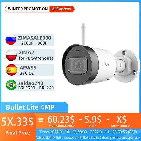 داهوا imou مقاوم للماء رصاصة لايت 4MP ميكروفون مدمج إنذار إخطار 30M للرؤية الليلية فيديو مراقبة واي فاي كاميرا IP