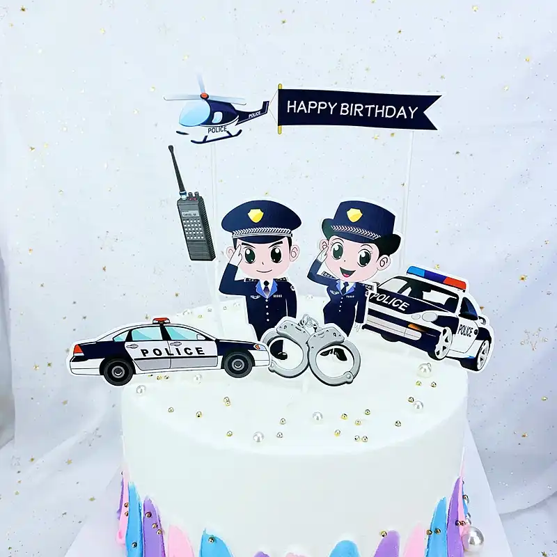 Garniture De Gateau 7 Pieces Ensemble Garniture De Gateau Femme De Police Policier Homme Voiture Avion Menottes Pager Decorations De Fete D Anniversaire Pour Enfants Aliexpress