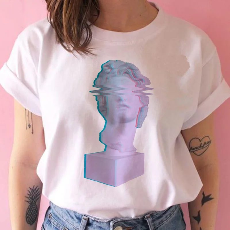 vaporwave aesthetic t shirt women korean grunge ulzzang tshirt kawaii 90s harajuku t-shirt female streetwear japanese top tee - Цвет: 715